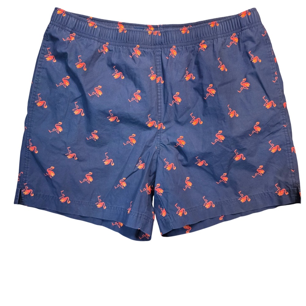 Polo Sport Ralph Lauren Mens Navy Blue Flamingo Print Swim Trunks Shorts L 90s
